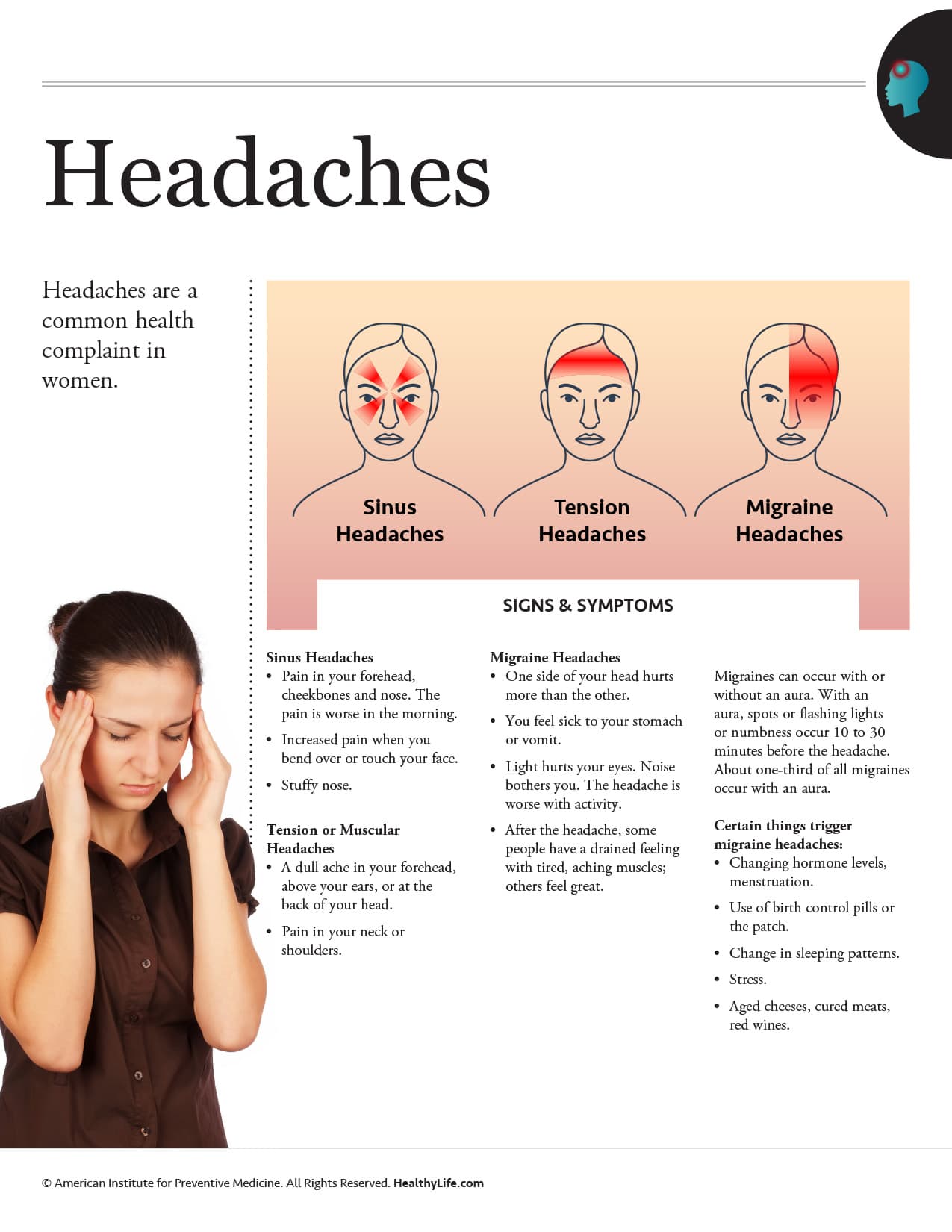 Woman holding her temples with a pained expression, possibly experiencing a headache or stress.